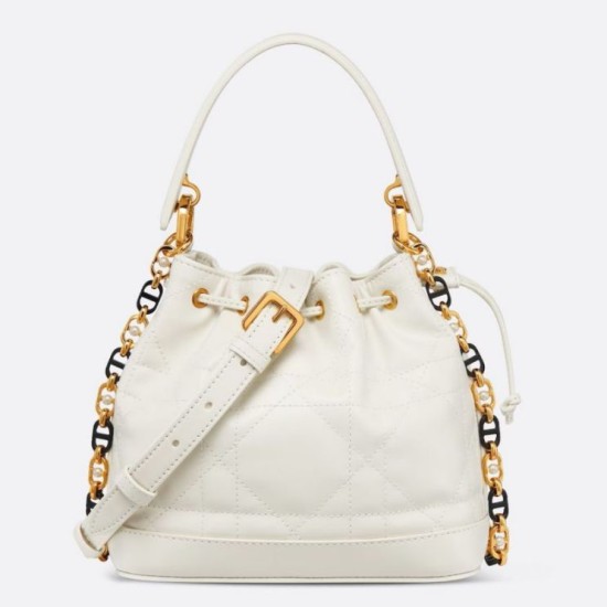 Fake Dior Small Jolie Bucket Bag White Macrocannage Lambskin Replica Fake Dior Small Jolie Bucket Bag White Macrocannage Lambskin Replica