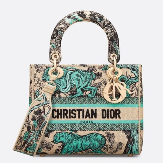 Replica Dior Dioriviera Lady D-Lite Medium Bag Raffia with Green Toile de Jouy Sauvage Embroidery Fake Dior Dioriviera Lady D-Lite Medium Bag Raffia with Green Toile de Jouy Sauvage Embroidery Replica