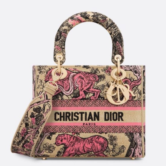 Replica Dior Dioriviera Lady D-Lite Medium Bag Raffia with Pink Toile de Jouy Sauvage Embroidery Fake Dior Dioriviera Lady D-Lite Medium Bag Raffia with Pink Toile de Jouy Sauvage Embroidery Replica