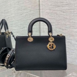 Replica Dior Medium Lady D-Sire My ABCDior Bag Black Bull Leather