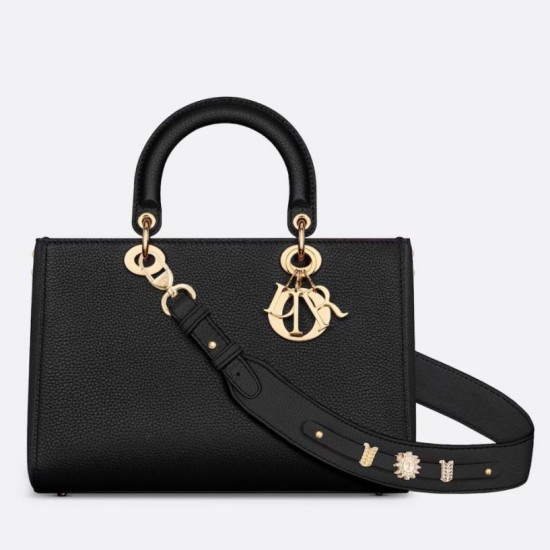 Replica Dior Medium Lady D-Sire My ABCDior Bag Black Bull Leather Replica Dior Medium Lady D-Sire My ABCDior Bag Black Bull Leather