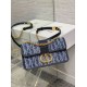 Replica Dior 30 Montaigne East-West Bag with Chain Blue Denim Oblique Jacquard