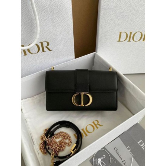 Replica Dior 30 Montaigne East-West Bag with Chain Black Calfskin Replica Dior 30 Montaigne East-West Bag with Chain Black Calfskin