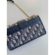 Fake Dior 30 Montaigne East-West Bag with Chain Blue Oblique Jacquard Replica Replica Dior 30 Montaigne East-West Bag with Chain Blue Oblique Jacquard