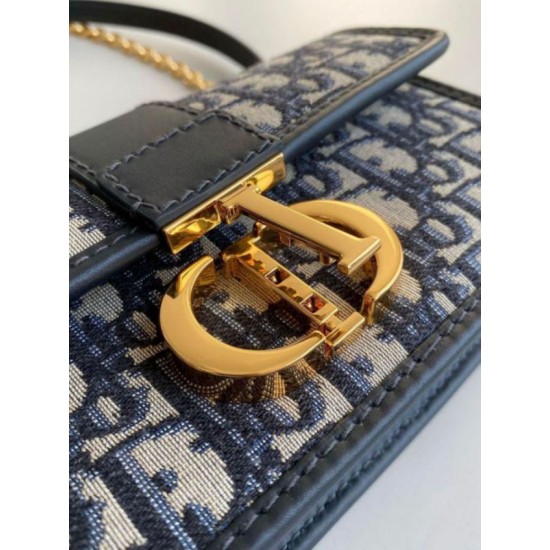 Fake Dior 30 Montaigne East-West Bag with Chain Blue Oblique Jacquard Replica Replica Dior 30 Montaigne East-West Bag with Chain Blue Oblique Jacquard