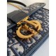 Fake Dior 30 Montaigne East-West Bag with Chain Blue Oblique Jacquard Replica Replica Dior 30 Montaigne East-West Bag with Chain Blue Oblique Jacquard