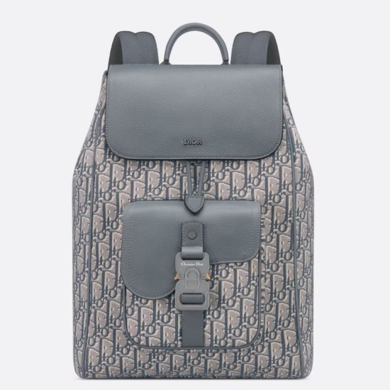 Fake Dior Saddle Backpack with Flap Grey Oblique Jacquard Replica Replica Dior Saddle Backpack with Flap Grey Oblique Jacquard