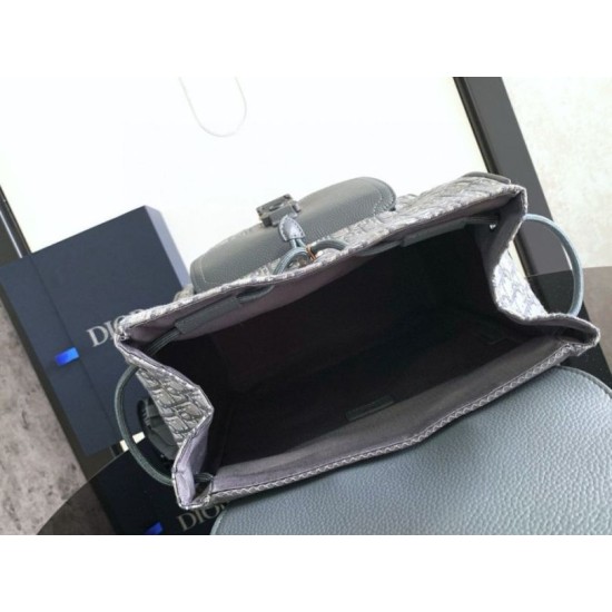 Fake Dior Saddle Backpack with Flap Grey Oblique Jacquard Replica Replica Dior Saddle Backpack with Flap Grey Oblique Jacquard