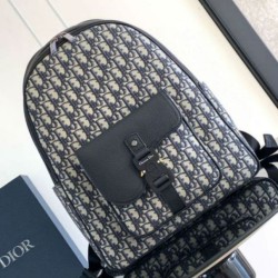 Replica Dior Saddle Zip Backpack Beige Oblique Jacquard