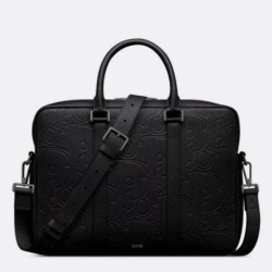 Replica Dior Zipped Briefcase Black Gravity Leather