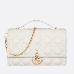 Replica Dior Miss Dior Top Handle Bag White Cannage Lambskin