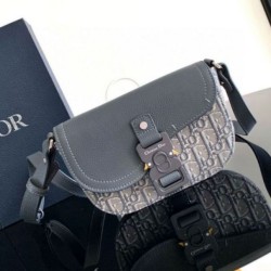 Replica Dior Mini Saddle Messenger Bag Grey Oblique Jacquard and Calfskin