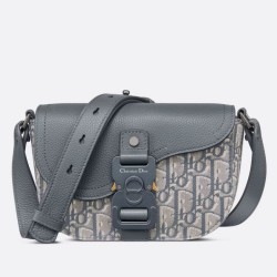 Replica Dior Mini Saddle Messenger Bag Grey Oblique Jacquard and Calfskin