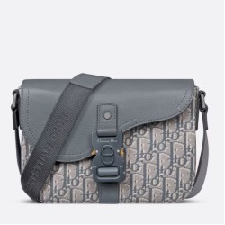 Replica Dior Small Saddle Messenger Bag Grey Oblique Jacquard and Calfskin