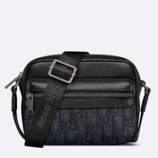 Replica Dior Mini Rider 2.0 Zipped Messenger Bag Black Oblique with Black Leather Replica Dior Mini Rider 2.0 Zipped Messenger Bag Black Oblique with Black Leather
