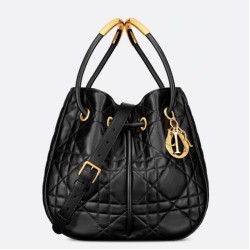 Replica Dior Nolita Medium Bag Black Macrocannage Lambskin