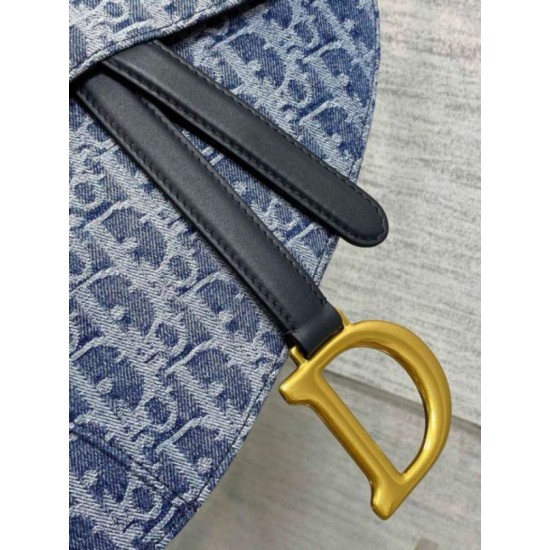 Replica Dior Saddle Bag with Strap Blue Denim Oblique Jacquard Fake Dior Saddle Bag with Strap Blue Denim Oblique Jacquard Replica