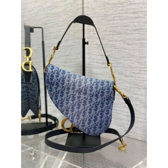 Replica Dior Saddle Bag with Strap Blue Denim Oblique Jacquard Fake Dior Saddle Bag with Strap Blue Denim Oblique Jacquard Replica