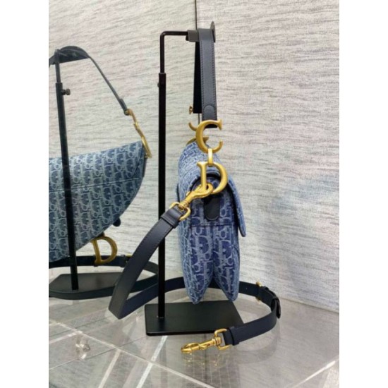 Replica Dior Saddle Bag with Strap Blue Denim Oblique Jacquard Fake Dior Saddle Bag with Strap Blue Denim Oblique Jacquard Replica