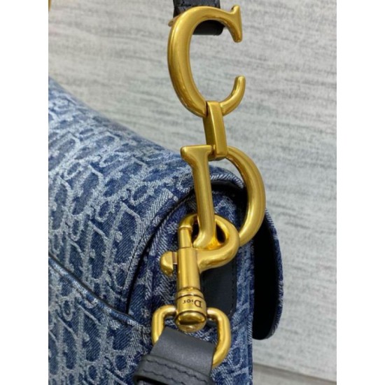 Replica Dior Saddle Bag with Strap Blue Denim Oblique Jacquard Fake Dior Saddle Bag with Strap Blue Denim Oblique Jacquard Replica