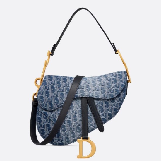 Replica Dior Saddle Bag with Strap Blue Denim Oblique Jacquard Fake Dior Saddle Bag with Strap Blue Denim Oblique Jacquard Replica