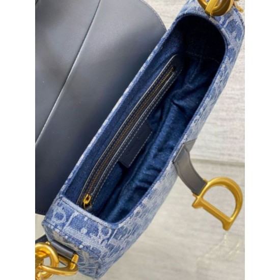 Replica Dior Saddle Bag with Strap Blue Denim Oblique Jacquard Fake Dior Saddle Bag with Strap Blue Denim Oblique Jacquard Replica