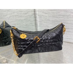 Replica Dior Diorstar Hobo Bag with Chain Black Crinkled Calfskin Replica Dior Diorstar Hobo Bag with Chain Black Crinkled Calfskin