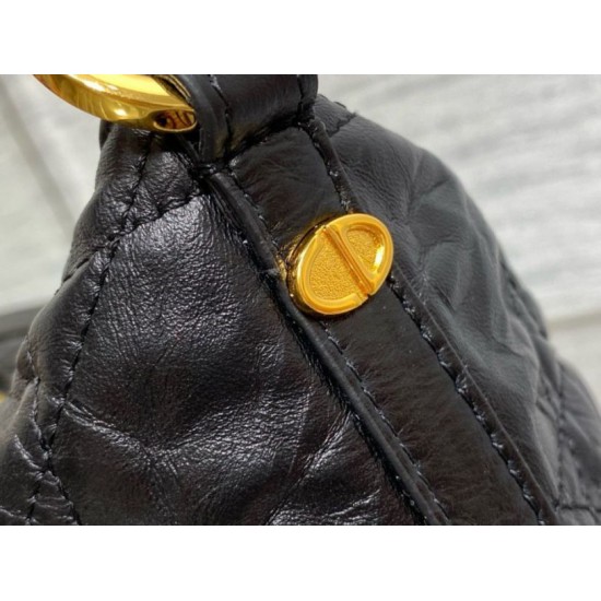 Replica Dior Diorstar Hobo Bag with Chain Black Crinkled Calfskin Replica Dior Diorstar Hobo Bag with Chain Black Crinkled Calfskin