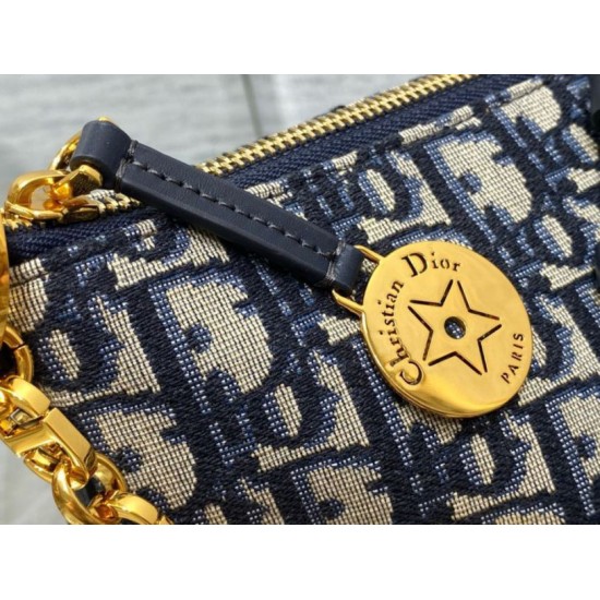 Replica Dior Diorstar Hobo Bag with Chain Blue Oblique Jacquard Fake Dior Diorstar Hobo Bag with Chain Blue Oblique Jacquard Replica