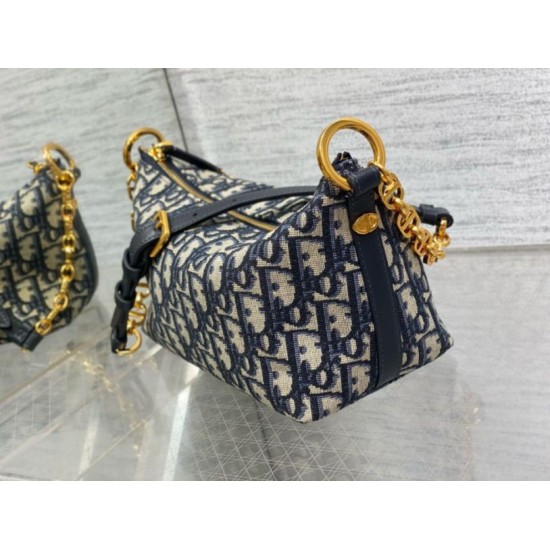 Replica Dior Diorstar Hobo Bag with Chain Blue Oblique Jacquard Fake Dior Diorstar Hobo Bag with Chain Blue Oblique Jacquard Replica