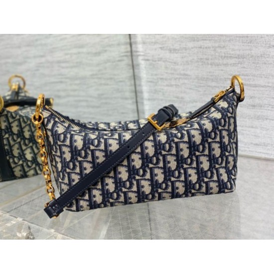 Replica Dior Diorstar Hobo Bag with Chain Blue Oblique Jacquard Fake Dior Diorstar Hobo Bag with Chain Blue Oblique Jacquard Replica