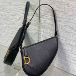 Replica Dior Saddle Rodeo Pouch Black Goatskin