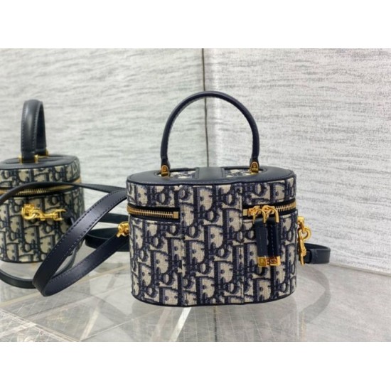 Replica Dior Small CD Signature Vanity Case Blue Oblique Jacquard Fake Dior Small CD Signature Vanity Case Blue Oblique Jacquard Replica