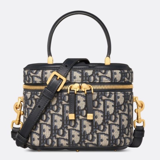 Replica Dior Small CD Signature Vanity Case Blue Oblique Jacquard Fake Dior Small CD Signature Vanity Case Blue Oblique Jacquard Replica