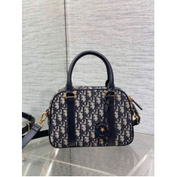 Replica Dior D-Vibe Bowling Medium Bag Blue Oblique Jacquard Replica Dior D-Vibe Bowling Medium Bag Blue Oblique Jacquard