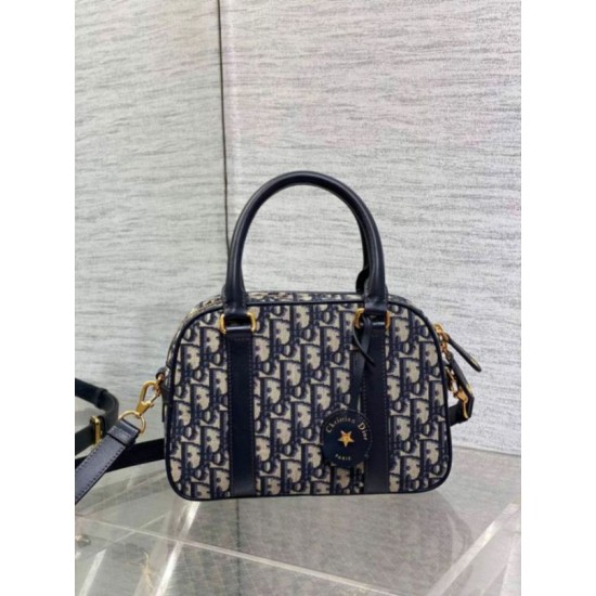 Replica Dior D-Vibe Bowling Medium Bag Blue Oblique Jacquard Replica Dior D-Vibe Bowling Medium Bag Blue Oblique Jacquard
