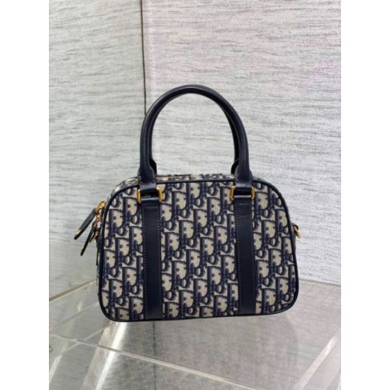 Replica Dior D-Vibe Bowling Medium Bag Blue Oblique Jacquard Replica Dior D-Vibe Bowling Medium Bag Blue Oblique Jacquard