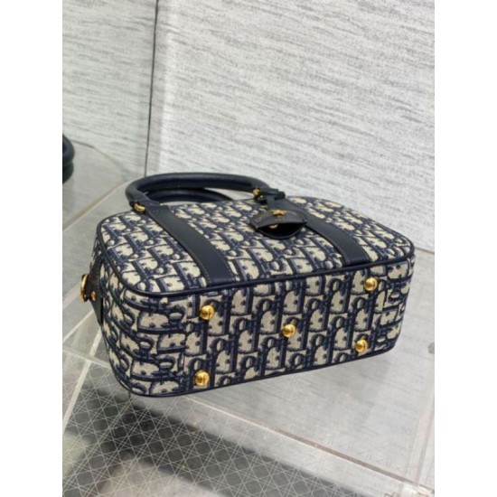 Replica Dior D-Vibe Bowling Medium Bag Blue Oblique Jacquard Replica Dior D-Vibe Bowling Medium Bag Blue Oblique Jacquard