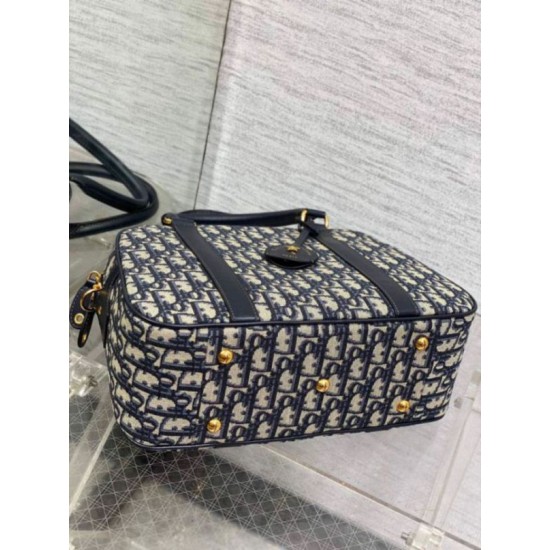 Fake Dior D-Vibe Bowling Large Bag Blue Oblique Jacquard Replica Replica Dior D-Vibe Bowling Large Bag Blue Oblique Jacquard