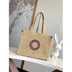 Fake Louis Vuitton OnTheGo MM Bag Natural Raffia M24723 Replica