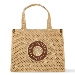 Fake Louis Vuitton OnTheGo MM Bag Natural Raffia M24723 Replica