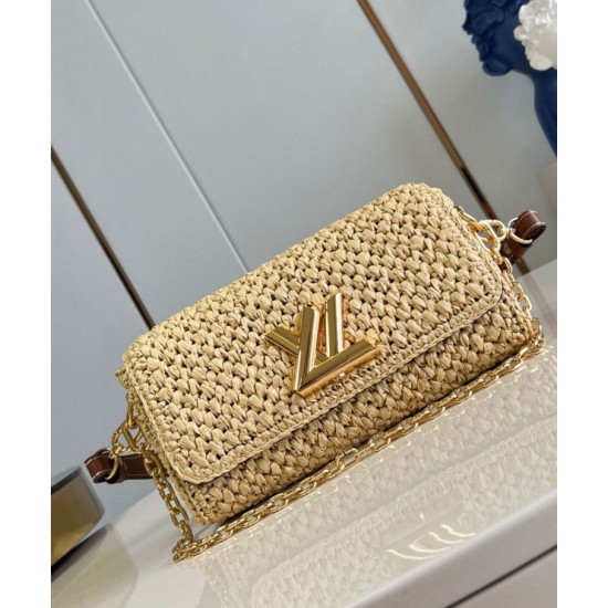 Replica Louis Vuitton Twist West Bag Natural Raffia M25030 Replica Louis Vuitton Twist West Bag Natural Raffia M25030