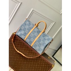 Replica Louis Vuitton Keepall Bandouliere 50 Bag Damier Denim 3D N40739 Fake Louis Vuitton Keepall Bandouliere 50 Bag Damier Denim 3D N40739 Replica