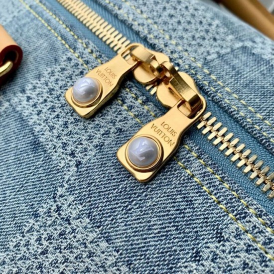 Replica Louis Vuitton Keepall Bandouliere 50 Bag Damier Denim 3D N40739 Fake Louis Vuitton Keepall Bandouliere 50 Bag Damier Denim 3D N40739 Replica