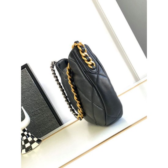 Replica Chanel 19 Lambskin Hobo Bag Black AS4638