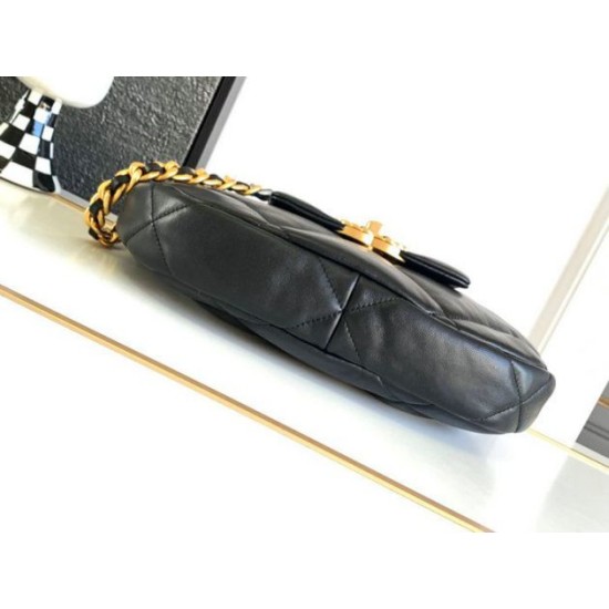 Replica Chanel 19 Lambskin Hobo Bag Black AS4638