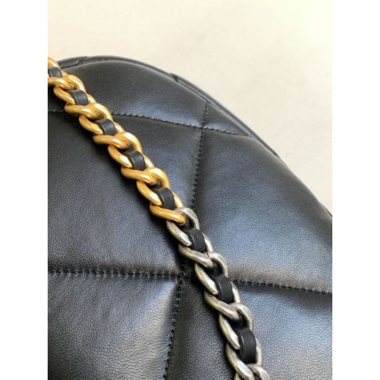 Replica Chanel 19 Lambskin Hobo Bag Black AS4638
