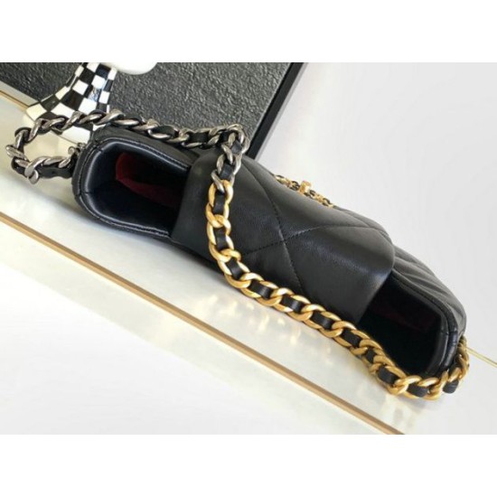 Replica Chanel 19 Lambskin Hobo Bag Black AS4638