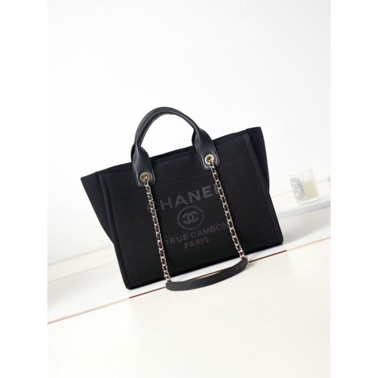 Replica Chanel Deauville Small Shopping Tote Bag AS3257 Black
