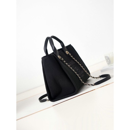Replica Chanel Deauville Small Shopping Tote Bag AS3257 Black